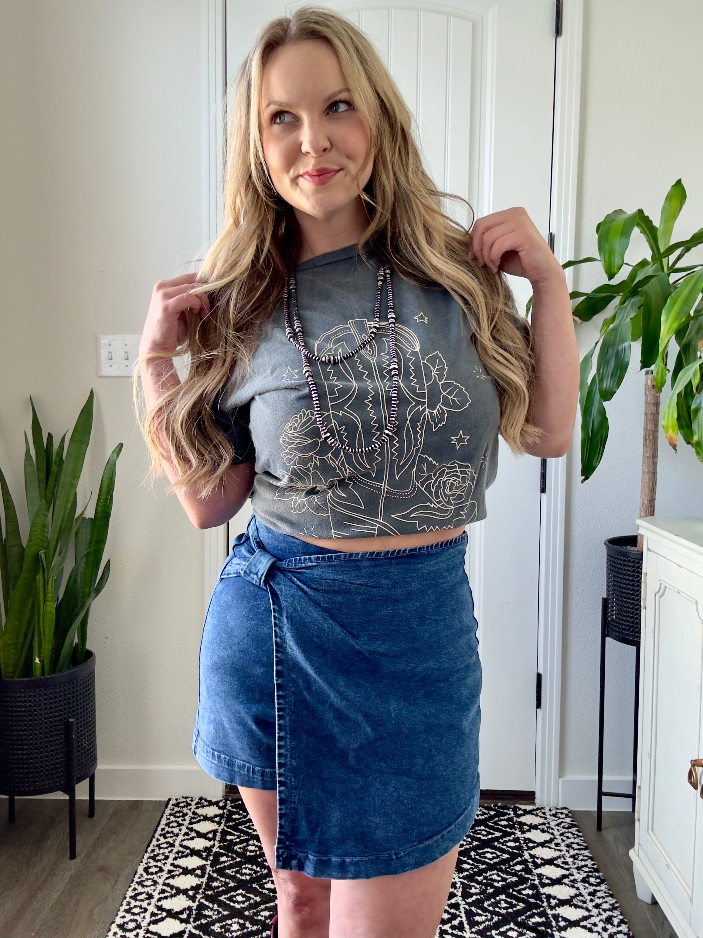 Asymmetrical Denim Skort