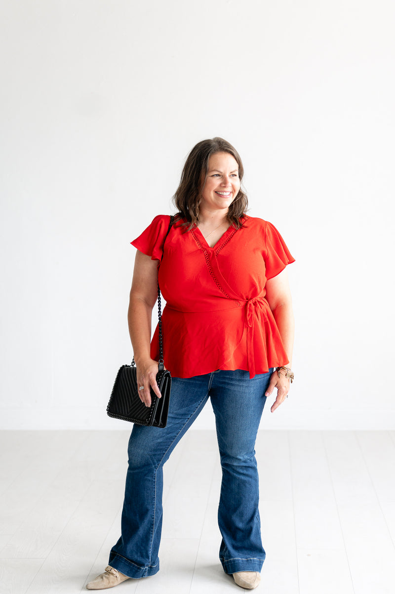 Red Wrap Blouse