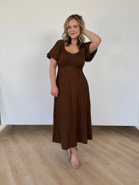 Chocolate Smocked Midi Dress