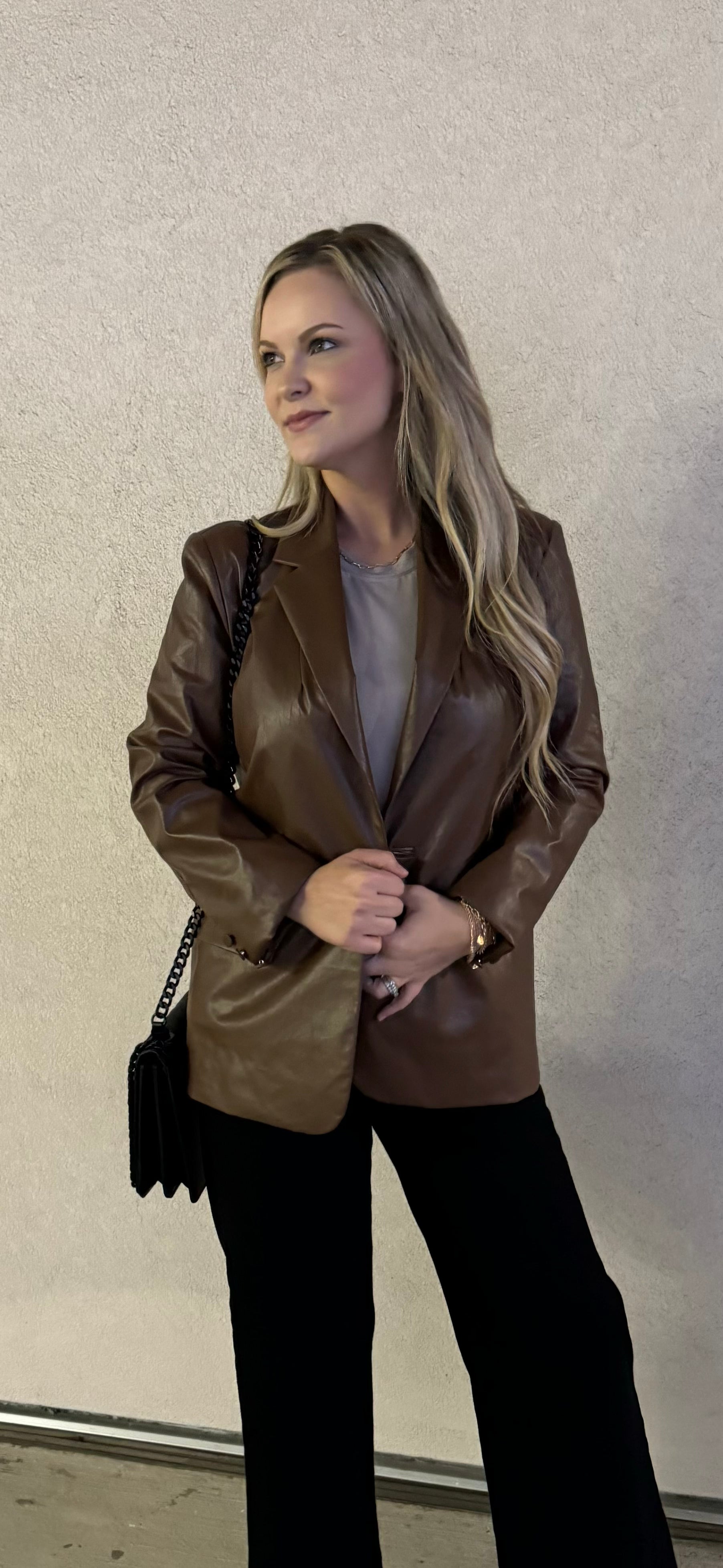 Cambridge Faux Leather Blazer