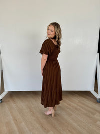 Chocolate Smocked Midi Dress