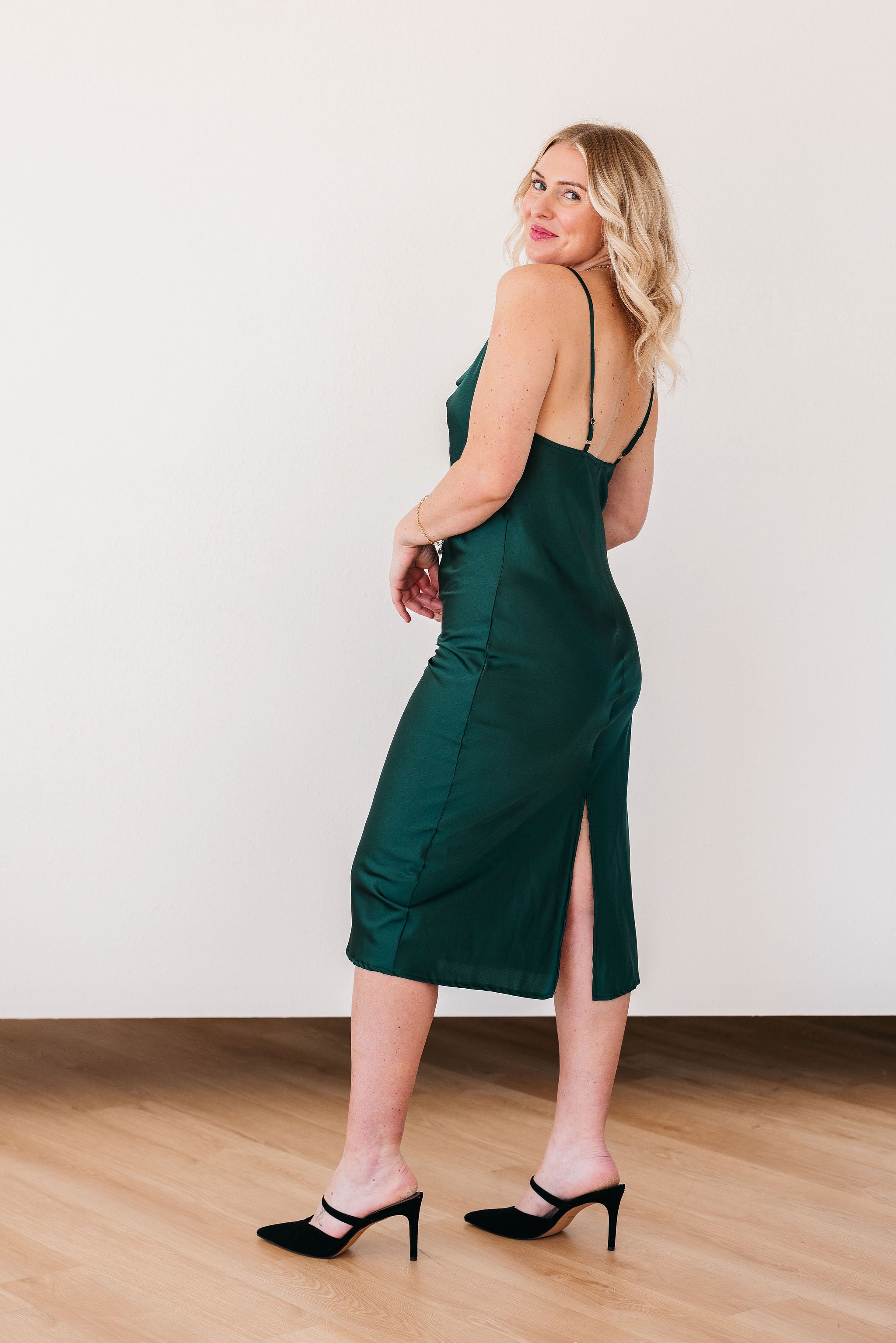 Delicate Satin Midi Dress