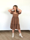 Mocha Bubble Sleeve Dress