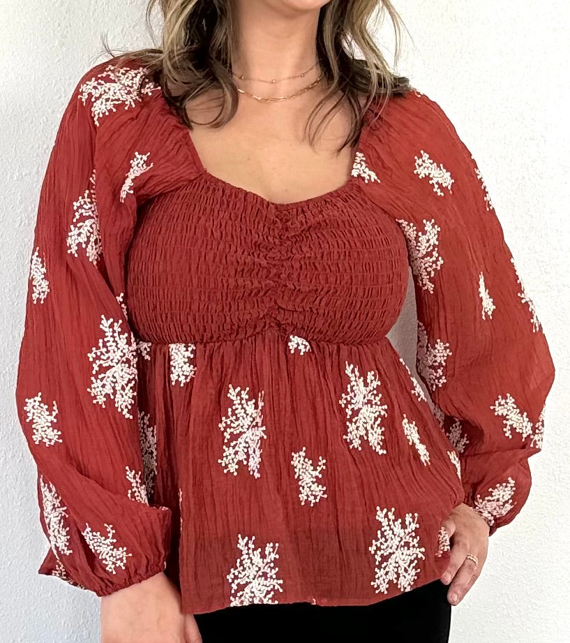 Autumn Smocked Blouse